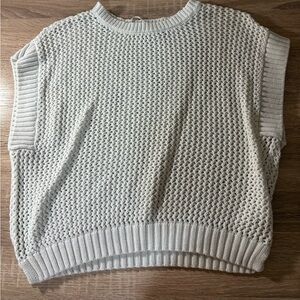 White Knit Short Sleeve Sweater